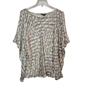 Banana Republic Chiffon Sheer Blouse with Cami Women XL Leopard Stripe Boxy Airy